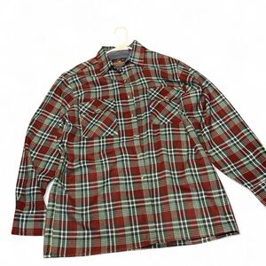 Vintage Men's Red & Green Plaid Flannel Shirt